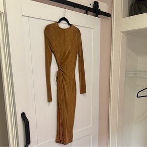 Gold/ Bronze Shimmer Long Sleeve Dress